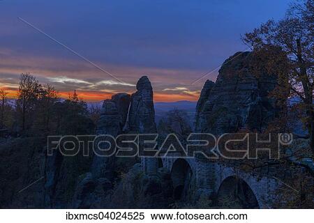 "Basteibrucke in the morning light, Saxon Switzerland National Park, Lohmen, Saxony, Germany, Europe" View Large Photo Image Stock Photography - "Basteibrucke in the morning light, Saxon Switzerland National Park, Lohmen, Saxony, Germany, Europe". Fotosearch