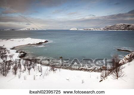"Bay near Somaroy in winter, Tromso, Norway, Europe" View Large Photo Image Stock Photography - "Bay near Somaroy in winter, Tromso, Norway, Europe". Fotosearch