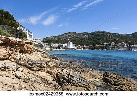 Stock Photo - "Bay of Sant Elm, municipality of Andratx, Sant Elm, Mallorca, Balearic Islands, Mediterranean Sea, Spain, Europe". Fotosearch