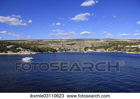 "Bay with blue water and boats, Pag, Pag Island, Croatia, Europe" View Large Photo Image Stock Image - "Bay with blue water and boats, Pag, Pag Island, Croatia, Europe". Fotosearch
