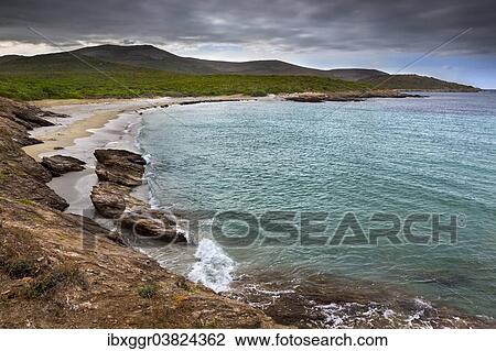 Stock Image - "Beach along the Customs Officers' Trail, Cap Corse, Haute-Corse, Corsica, France, Europe". Fotosearch