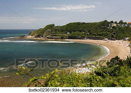 Picture - "Beach, Atlantic coast near Saint-Jean-de-Luz, Donibane Lohizune in Basque, Aquitaine region, department of Pyrenees-Atlantiques, France, Europe". Fotosearch