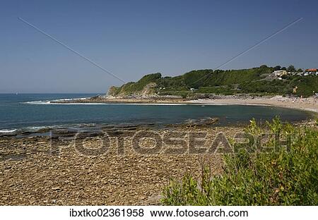 Stock Photo - "Beach, Atlantic coast near Saint-Jean-de-Luz, Donibane Lohizune in Basque, Aquitaine region, department of Pyrenees-Atlantiques, France, Europe". Fotosearch