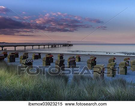 "Beach chairs on the beach at dusk, Bay of Lubeck, Baltic Sea, Scharbeutz, Schleswig-Holstein, Germany, Europe" View Large Photo Image Stock Photography - "Beach chairs on the beach at dusk, Bay of Lubeck, Baltic Sea, Scharbeutz, Schleswig-Holstein, Germany, Europe". Fotosearch