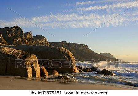 Stock Image - "Beach of Camps Bay, Cape Town, Western Cape, South Africa, Africa". Fotosearch