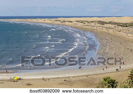 "Beach of Playa del Ingles, the dunes of Maspalomas at the back, southern coast of the island, Gran Canaria, Canary Islands, Spain, Europe" View Large Photo Image Stock Photo - "Beach of Playa del Ingles, the dunes of Maspalomas at the back, southern coast of the island, Gran Canaria, Canary Islands, Spain, Europe". Fotosearch