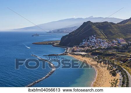 "Beach Playa de Las Teresitas, San Andres, at the back Santa Cruz de Tenerife and Pico del Teide, Tenerife, Canary Islands, Spain, Europe" View Large Photo Image Stock Image - "Beach Playa de Las Teresitas, San Andres, at the back Santa Cruz de Tenerife and Pico del Teide, Tenerife, Canary Islands, Spain, Europe". Fotosearch