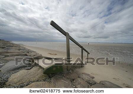 "Beach stairs to a small beach on the North Sea, Dagebuell, North Frisia, Schleswig-Holstein, Germany, Europe" View Large Photo Image Stock Photography - "Beach stairs to a small beach on the North Sea, Dagebuell, North Frisia, Schleswig-Holstein, Germany, Europe". Fotosearch