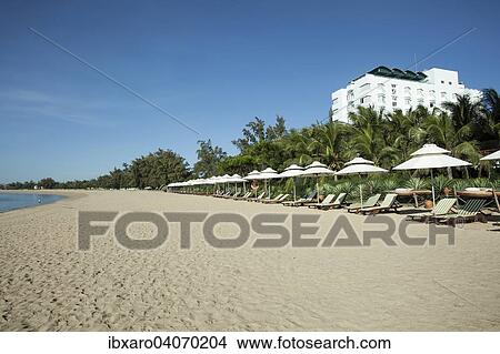 "Beach with sun beds of the Saigon Ninh Chu Resort on the beach of Phan Rang, Ninh Thuan, Vietnam, Asia" View Large Photo Image Picture - "Beach with sun beds of the Saigon Ninh Chu Resort on the beach of Phan Rang, Ninh Thuan, Vietnam, Asia". Fotosearch