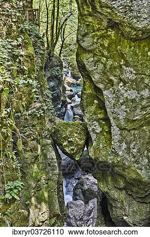 Stock Image - "Bear's Head, Tolmin Gorge, Emerald Route, Triglav National Park, Tolmin, Goriska, Slovenia, Europe". Fotosearch