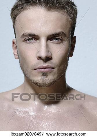 "Beauty portrait, bare-chested young man" View Large Photo Image Stock Photo - "Beauty portrait, bare-chested young man". Fotosearch