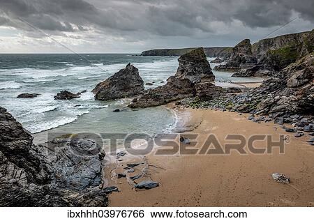 "Bedruthan Steps, rugged bay on the west coast of Cornwall, Great Britain" View Large Photo Image Stock Photograph - "Bedruthan Steps, rugged bay on the west coast of Cornwall, Great Britain". Fotosearch