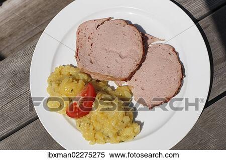 "Beef and pork loaf with potato salad, Upper Bavaria, Bavaria, Germany, Europe" View Large Photo Image Stock Photography - "Beef and pork loaf with potato salad, Upper Bavaria, Bavaria, Germany, Europe". Fotosearch