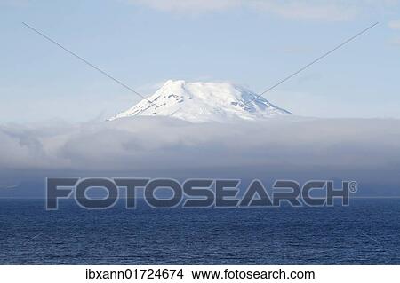 Picture - "Beerenberg Mountain, the northernmost active volcano above sea level of the Earth on the island of Jan Mayen, Greenland, Norway, Europe, North America". Fotosearch