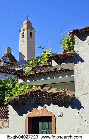 "Bell tower of the parish church of San Giacomo, houses with tiled roofs at the front, Orosei, Province of Nuoro, Sardinia, Italy, Europe" View Large Photo Image Stock Photo - "Bell tower of the parish church of San Giacomo, houses with tiled roofs at the front, Orosei, Province of Nuoro, Sardinia, Italy, Europe". Fotosearch
