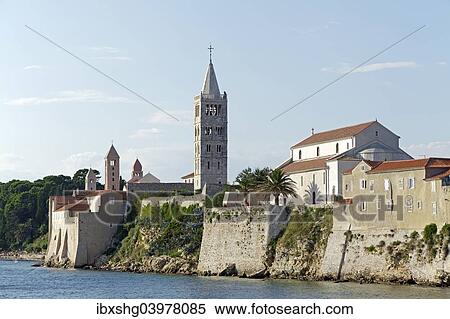 Stock Photography - "Bell tower, Rab Town, Rab, Primorje-Gorski Kotar County, Croatia, Europe". Fotosearch