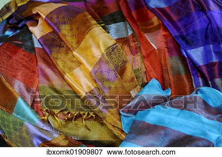 Stock Photo - "Benares silk, Varanasi, Uttar Pradesh, India, Asia". Fotosearch
