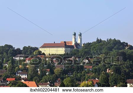 Stock Image - "Benedictine Abbey of Schweiklberg, Vilshofen, Lower Bavaria, Bavaria, Germany, Europe, PublicGround, Europe". Fotosearch