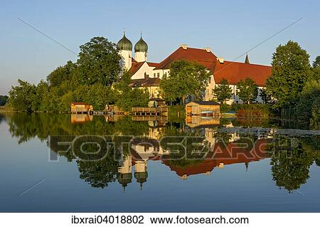 "Benedictine Kloster Seeon monastery with monastery church of St. Lambert, Klostersee, Seebruck, Chiemgau, Upper Bavaria, Bavaria, Germany, Europe" View Large Photo Image Stock Image - "Benedictine Kloster Seeon monastery with monastery church of St. Lambert, Klostersee, Seebruck, Chiemgau, Upper Bavaria, Bavaria, Germany, Europe". Fotosearch