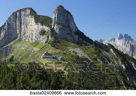 "Berggasthaus Stauberen mountain guesthouse in the Alpstein Range, Appenzell, Switzerland, Europe, PublicGround, Europe" View Large Photo Image Stock Photograph - "Berggasthaus Stauberen mountain guesthouse in the Alpstein Range, Appenzell, Switzerland, Europe, PublicGround, Europe". Fotosearch