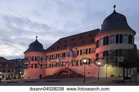 "Bergzabern Palace, pink illuminated, """"Pink Lights"""" during the Pink weeks, Bad Bergzabern, Southern Wine Route, German Wine Route, Southern Palatinate, Palatinate, Rhineland-Palatinate, Germany, Europe" View Large Photo Image Stock Photo - "Bergzabern Palace, pink illuminated, """"Pink Lights"""" during the Pink weeks, Bad Bergzabern, Southern Wine Route, German Wine Route, Southern Palatinate, Palatinate, Rhineland-Palatinate, Germany, Europe". Fotosearch