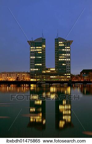 "Berlin Twin Towers on the bank of the Spree River, Berlin, Germany, Europe" View Large Photo Image Stock Photography - "Berlin Twin Towers on the bank of the Spree River, Berlin, Germany, Europe". Fotosearch