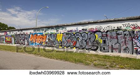 Stock Photo - "Berlin Wall gallery, East Side Gallery, Friedrichshain, Berlin, Germany, Europe". Fotosearch