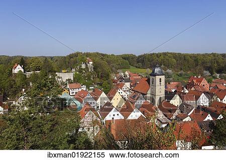 Stock Photography - "Betzenstein and the castles, view from Schmidberg mountain, Little Switzerland, Upper Franconia, Franconia, Bavaria, Germany, Europe". Fotosearch