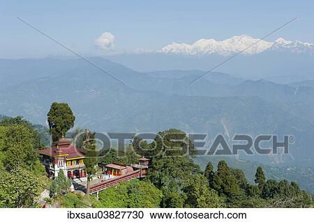 "Bhutia Busty Gompa, Buddhist monastery, snow-covered Mt Kangchenjunga at the back, Darjeeling, Western Himalayas, West Bengal, India, Asia" View Large Photo Image Stock Image - "Bhutia Busty Gompa, Buddhist monastery, snow-covered Mt Kangchenjunga at the back, Darjeeling, Western Himalayas, West Bengal, India, Asia". Fotosearch