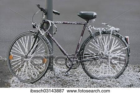 "Bicycle covered with hoarfrost, Germany, Europe" View Large Photo Image Stock Photo - "Bicycle covered with hoarfrost, Germany, Europe". Fotosearch