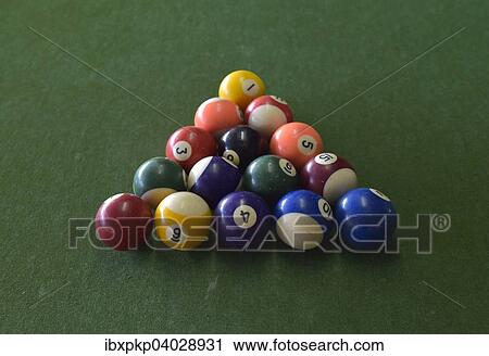 "Billiard balls, triangular shape" View Large Photo Image Stock Image - "Billiard balls, triangular shape". Fotosearch