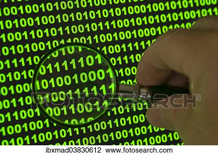 Binary code viewed through a magnifying glass View Large Photo Image Stock Image - Binary code viewed through a magnifying glass. Fotosearch
