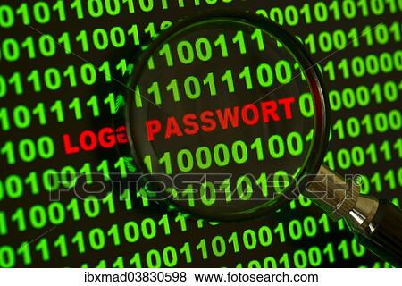 "Binary code with the words """"Login Passwort"""" viewed through a magnifying glass" View Large Photo Image Stock Photo - "Binary code with the words """"Login Passwort"""" viewed through a magnifying glass". Fotosearch