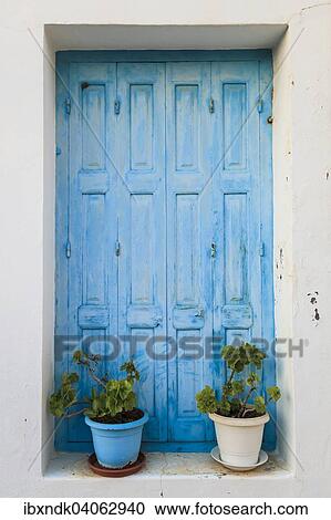 "Blue door with potted plants, Karpathos, Dodecanese, South Aegean, Greece, Europe" View Large Photo Image Stock Image - "Blue door with potted plants, Karpathos, Dodecanese, South Aegean, Greece, Europe". Fotosearch