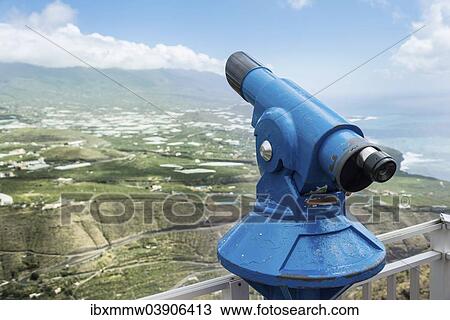 "Blue telescope, Mirador del Time lookout, La Palma, Canary Islands, Spain, Europe" View Large Photo Image Stock Image - "Blue telescope, Mirador del Time lookout, La Palma, Canary Islands, Spain, Europe". Fotosearch