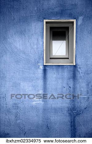 Stock Photography - Blue wall with a window. Fotosearch