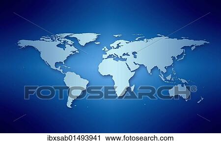 "Blue world map, illustration" View Large Photo Image Stock Image - "Blue world map, illustration". Fotosearch