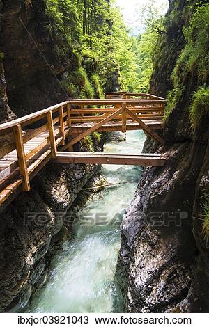 Stock Image - "Boardwalk in Mendlingtal valley, Mendlingbach stream, Gostling an der Ybbs, Lower Austria, Austria, Europe". Fotosearch