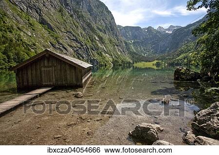 "Boat house on the Lake Obersee on Lake Konigssee, Berchtesgaden, Bavaria, Germany, Europe" View Large Photo Image Stock Photograph - "Boat house on the Lake Obersee on Lake Konigssee, Berchtesgaden, Bavaria, Germany, Europe". Fotosearch