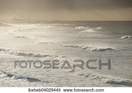 Stock Photography - "Breaking waves, beach at Hellesto, Rogaland, Norway, Europe". Fotosearch