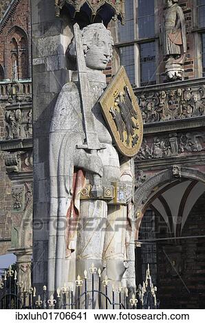 Stock Image - "Bremer Roland or Roland Statue, Bremen, Germany, Europe". Fotosearch