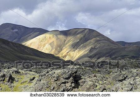"Brennisteinsalda Mountains and the Laugahraun lava field, Landmannalaugar, Southern Region, Iceland, Europe" View Large Photo Image Stock Photo - "Brennisteinsalda Mountains and the Laugahraun lava field, Landmannalaugar, Southern Region, Iceland, Europe". Fotosearch