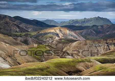 "Brennisteinsalda volcano, rhyolite mountains and Laugahraun lava field, Landmannalaugar, Fjallabak Nature Reserve, Highlands of Iceland, Iceland, Europe" View Large Photo Image Stock Image - "Brennisteinsalda volcano, rhyolite mountains and Laugahraun lava field, Landmannalaugar, Fjallabak Nature Reserve, Highlands of Iceland, Iceland, Europe". Fotosearch