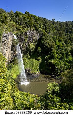Stock Photo - "Bridal Veil Falls, Raglan, Waikato Region, New Zealand, Oceania". Fotosearch