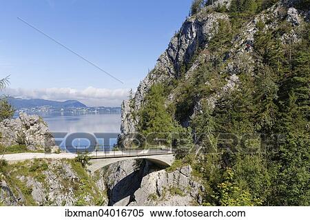"Bridge across the Lainaugraben, Traunstein mountain, Lake Traun, Gmunden, Salzkammergut, Traunviertel region, Upper Austria, Austria, Europe" View Large Photo Image Stock Photography - "Bridge across the Lainaugraben, Traunstein mountain, Lake Traun, Gmunden, Salzkammergut, Traunviertel region, Upper Austria, Austria, Europe". Fotosearch