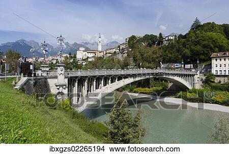 Picture - "Bridge across the Piave river, Belluno, Italy, Europe". Fotosearch