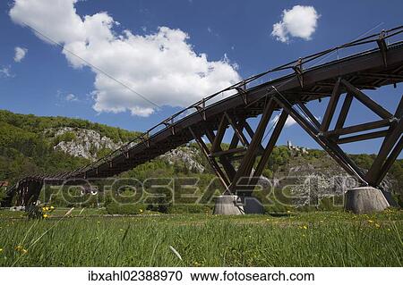 Stock Image - "Bridge in Essing, Altmuehltal valley, Bavaria, Germany, Europe". Fotosearch