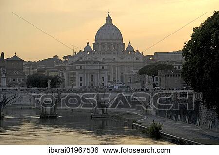"Bridge Ponte Sant'Angelo, Tiber river and St. Peter's Basilica, Vatican City, Rome, Lazio, Italy, Europe" View Large Photo Image Stock Photograph - "Bridge Ponte Sant'Angelo, Tiber river and St. Peter's Basilica, Vatican City, Rome, Lazio, Italy, Europe". Fotosearch