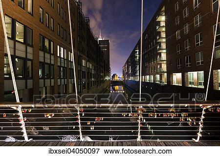 "Bridge with love locks at the blue hour, Speicherstadt, Hamburg, Germany, Europe" View Large Photo Image Stock Photo - "Bridge with love locks at the blue hour, Speicherstadt, Hamburg, Germany, Europe". Fotosearch