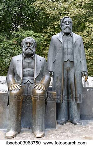 Stock Image - "Bronze statues of Karl Marx and Friedrich Engels, Marx-Engels-Forum, Berlin, Germany, Europe". Fotosearch